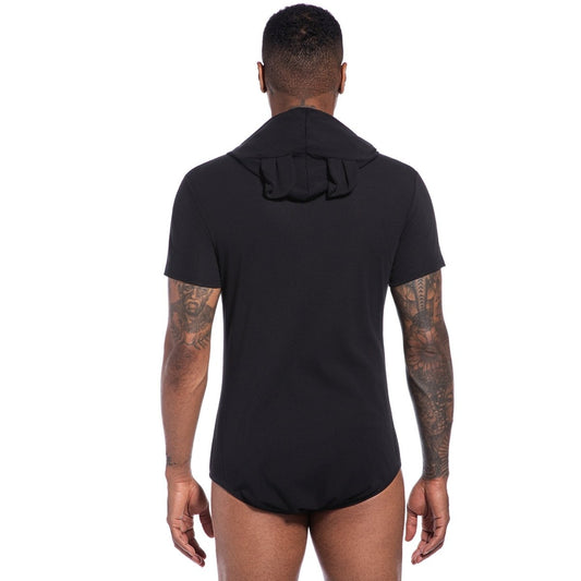 Landofgenie Men Thicker Cotton Onesie with Cap - Black Color - landofgenie