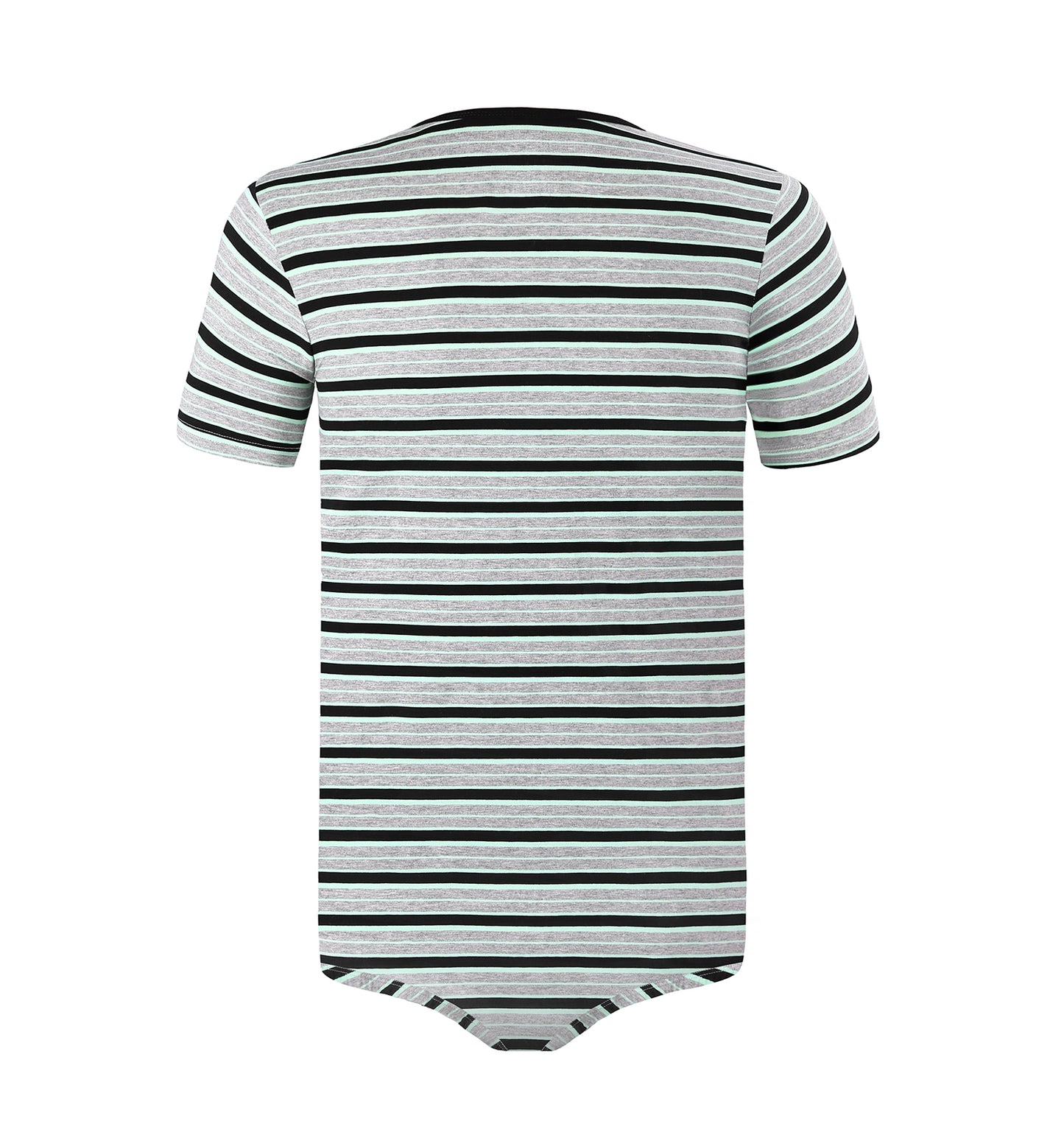 Landofgenie Mens Striped Onesie Short Sleeve Bodysuit Gray - Stripe Maker
