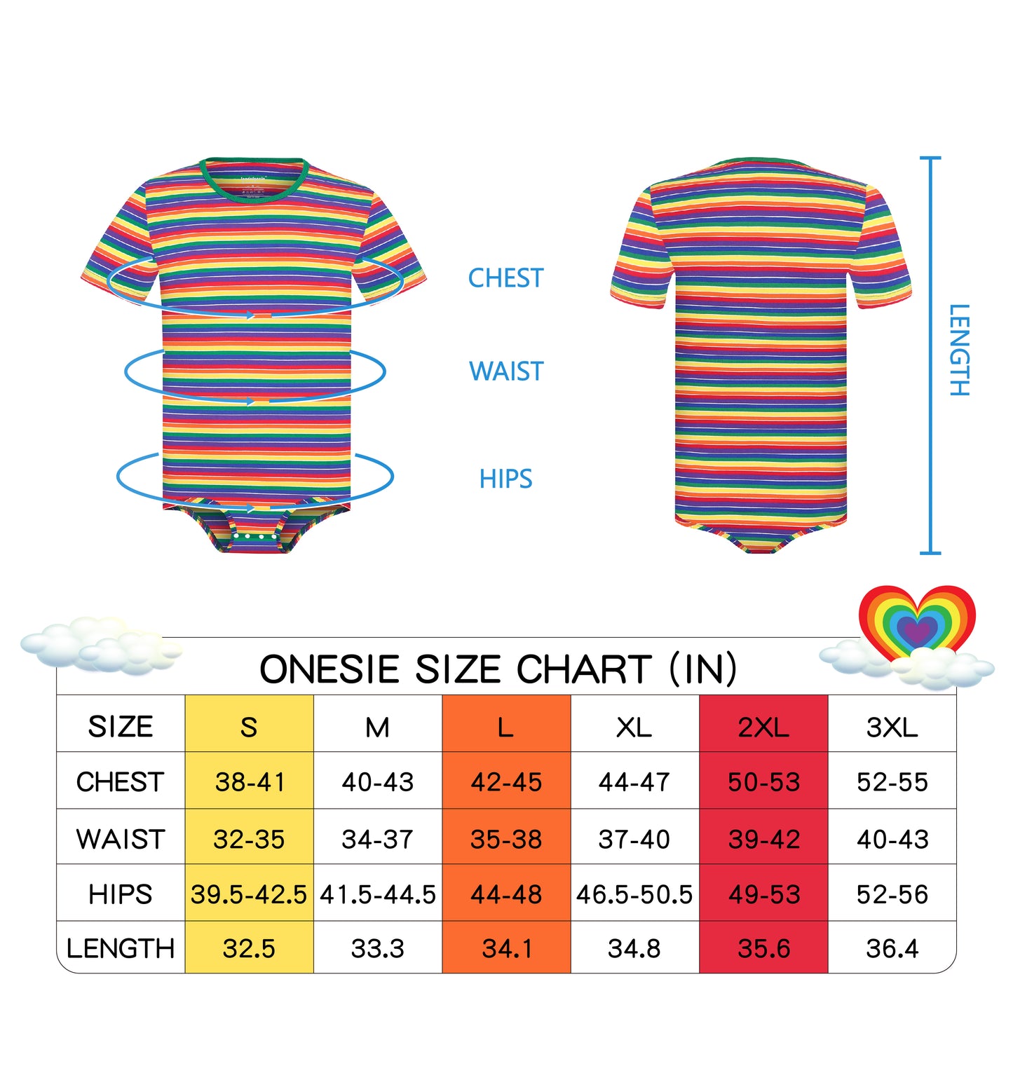 Landofgenie Mens Striped Onesie Short Sleeve Bodysuit Rainbow stripe - Stripe Maker
