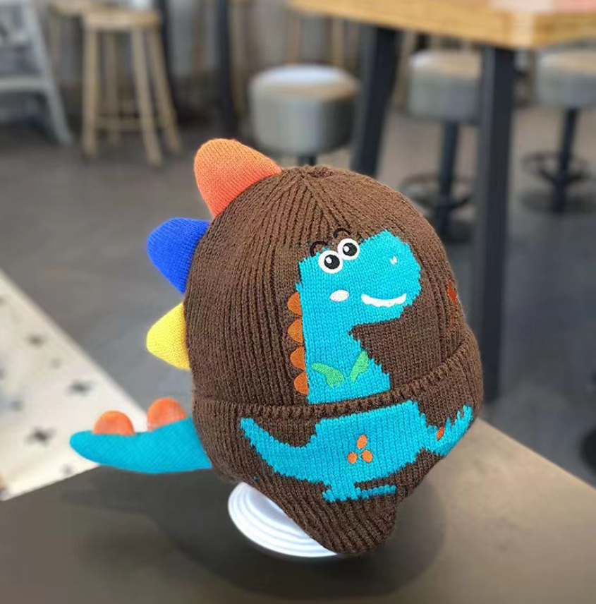 Landofgenie One Size Cotton Knitting Dinosaur Cap