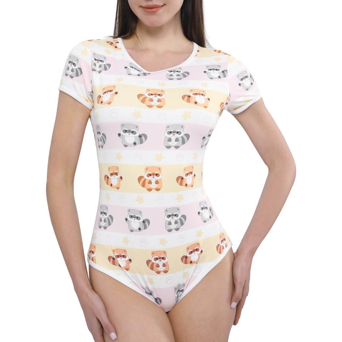 Landgenie Women Print Onesie -Raccoon - landofgenie