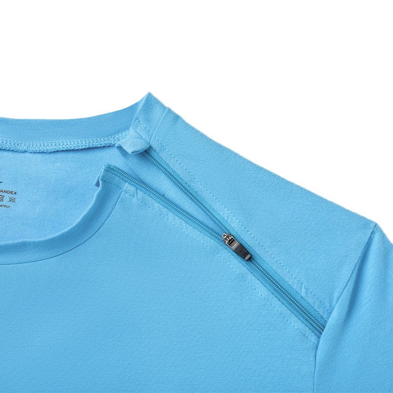 Landofgeni Unisex Port Shirts Post Shoulder Surgery Recovery Shirts - Blue - landofgenie