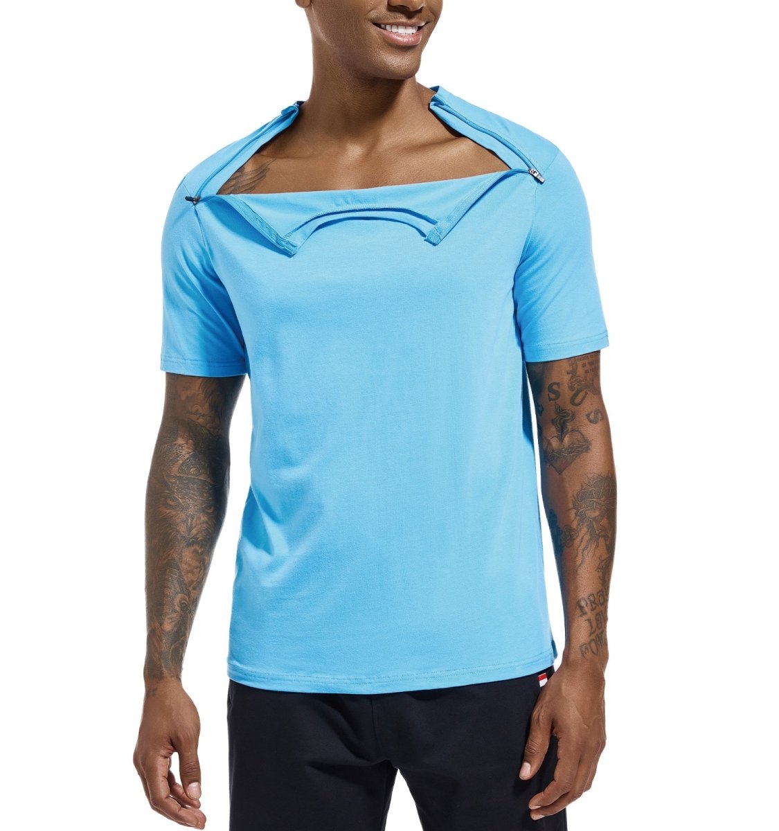 Landofgeni Unisex Port Shirts Post Shoulder Surgery Recovery Shirts - Blue - landofgenie