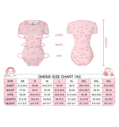 Landofgenie ABDL Onesie Womens Cotton Bodysuit - Strawberry Cow - landofgenie