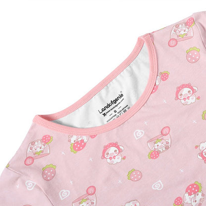 Landofgenie ABDL Onesie Womens Cotton Bodysuit - Strawberry Cow - landofgenie