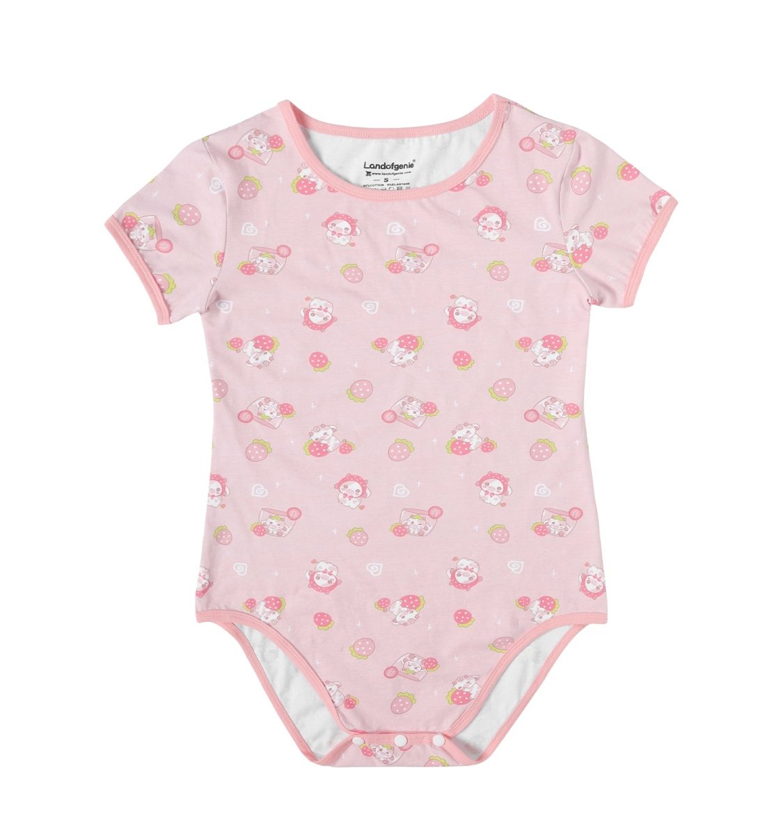 Landofgenie ABDL Onesie Womens Cotton Bodysuit - Strawberry Cow - landofgenie