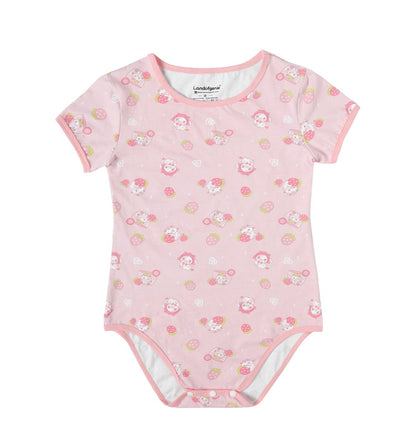 Landofgenie ABDL Onesie Womens Cotton Bodysuit - Strawberry Cow - landofgenie