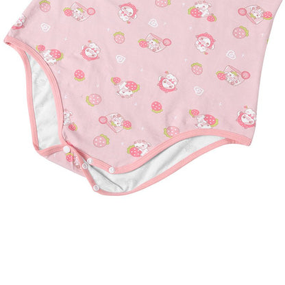Landofgenie ABDL Onesie Womens Cotton Bodysuit - Strawberry Cow - landofgenie