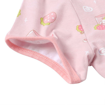 Landofgenie ABDL Onesie Womens Cotton Bodysuit - Strawberry Cow - landofgenie