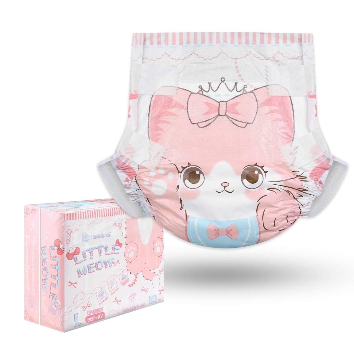 Landofgenie Adult ABDL Diapers Overnight Adult Diapers With 10 Pieces - Kitten - landofgenie