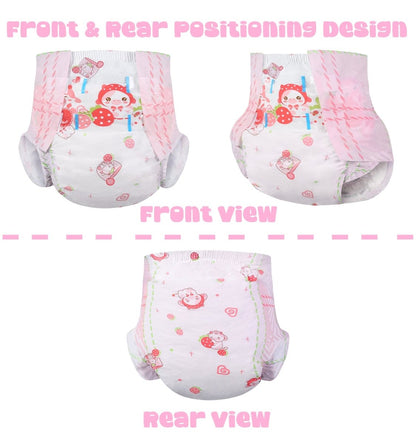 Landofgenie Adult ABDL Diapers Overnight Adult Diapers With 10 Pieces - Strawberry Cow - landofgenie