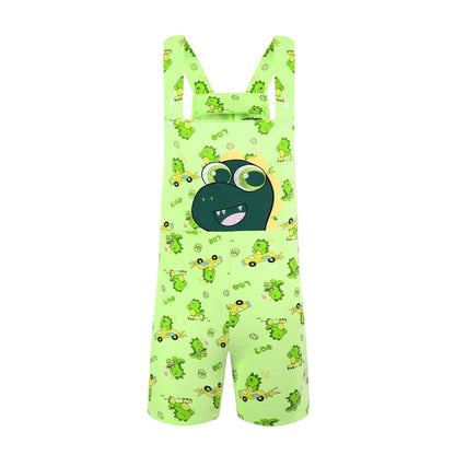 Landofgenie Adult Print Bib Shorts with Pocket - Dinosaur Rudy - landofgenie