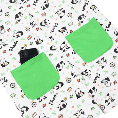 Landofgenie Adult Print Bib Shorts with Pocket - Panda - landofgenie