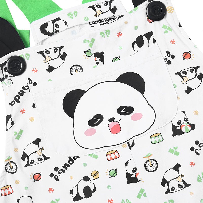 Landofgenie Adult Print Bib Shorts with Pocket - Panda - landofgenie
