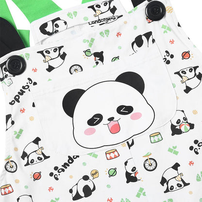 Landofgenie Adult Print Bib Shorts with Pocket - Panda - landofgenie