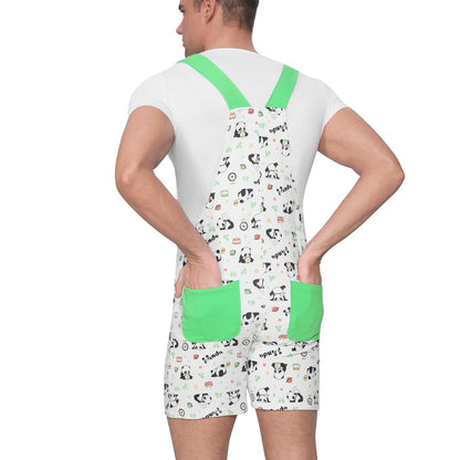 Landofgenie Adult Print Bib Shorts with Pocket - Panda - landofgenie
