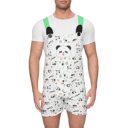 Landofgenie Adult Print Bib Shorts with Pocket - Panda - landofgenie