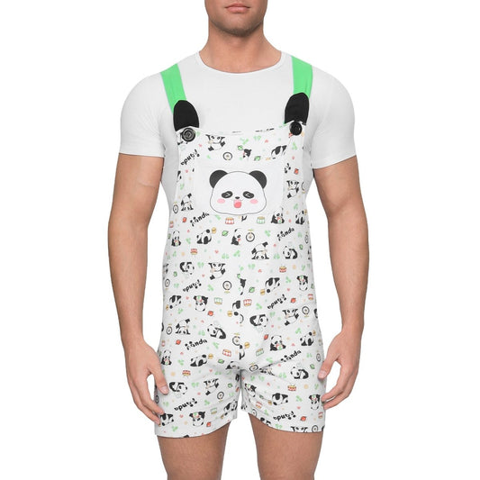 Landofgenie Adult Print Bib Shorts with Pocket - Panda - landofgenie