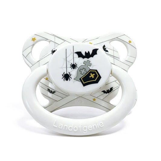 Landofgenie Adult Sized Print Pacifier - Halloween White - landofgenie