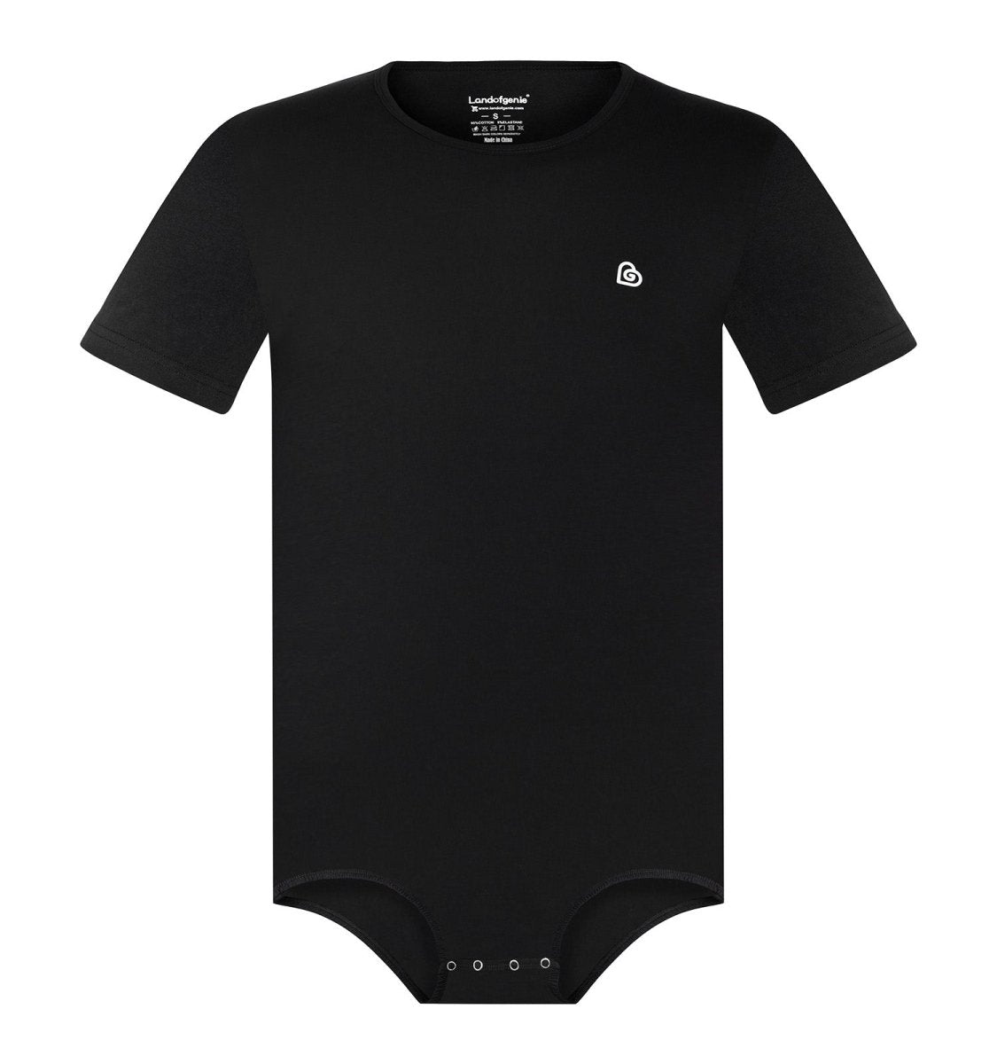 Landofgenie Basic Men Cotton Bodysuit- Black - landofgenie