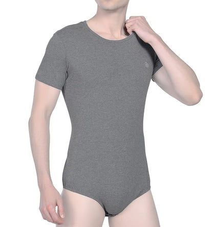 Landofgenie Basic Men Cotton Bodysuit - Gray - landofgenie