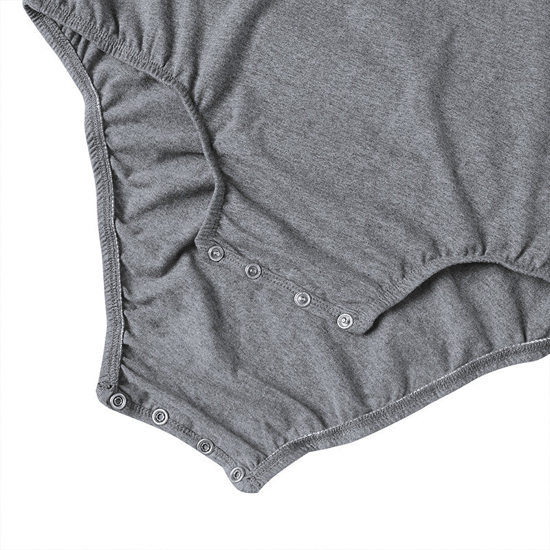 Landofgenie Basic Men Cotton Bodysuit- Gray - landofgenie