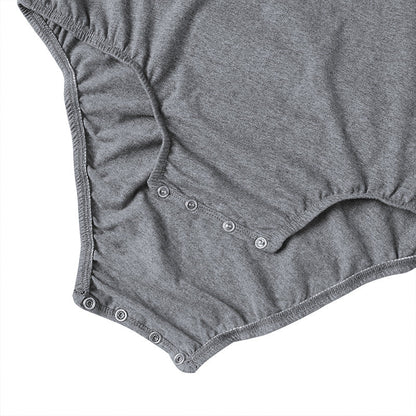 Landofgenie Basic Men Cotton Bodysuit- Gray - landofgenie
