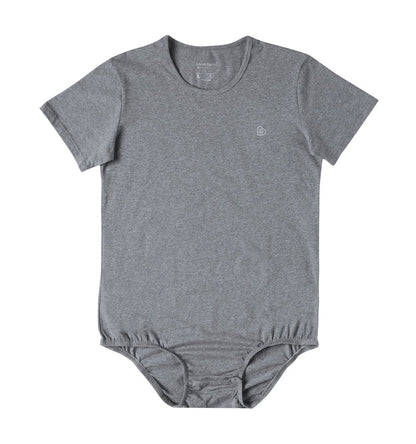 Landofgenie Basic Men Cotton Bodysuit- Gray - landofgenie