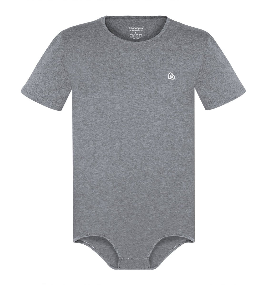 Landofgenie Basic Men Cotton Bodysuit- Gray - landofgenie