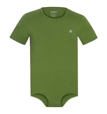 Landofgenie Basic Men Cotton Bodysuit- Green - landofgenie