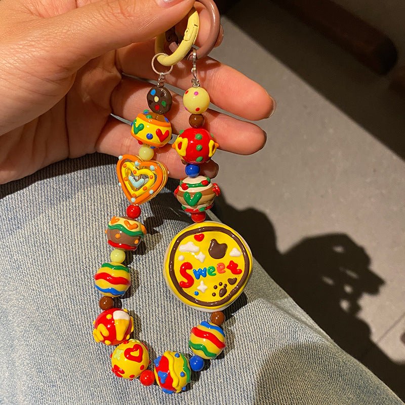 Landofgenie Candy Love Hand drawn Bead String Phone Chain - landofgenie