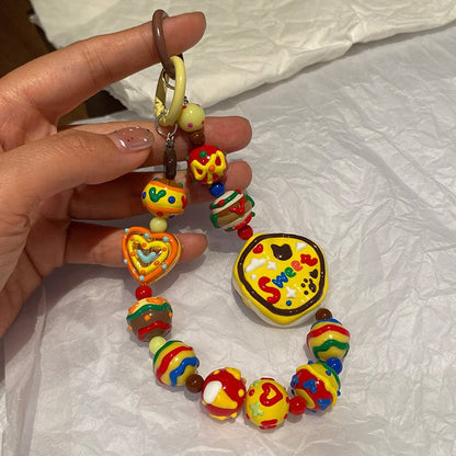 Landofgenie Candy Love Hand drawn Bead String Phone Chain - landofgenie
