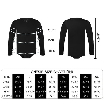 Landofgenie Long Sleeve Men Cotton Black Bodysuit - landofgenie