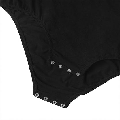 Landofgenie Long Sleeve Men Cotton Black Bodysuit - landofgenie