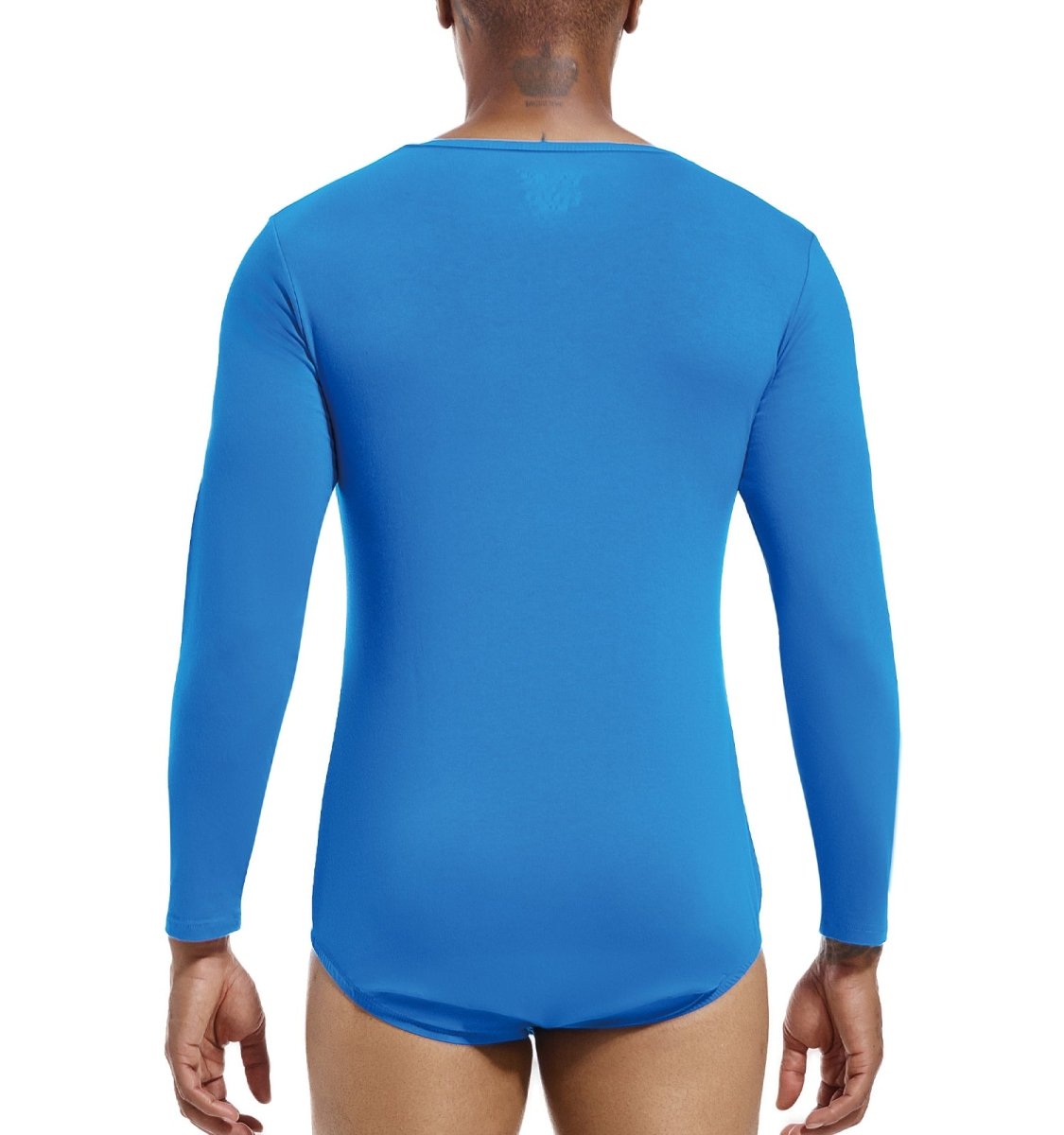 Landofgenie Long Sleeve Men Cotton Blue Bodysuit - landofgenie