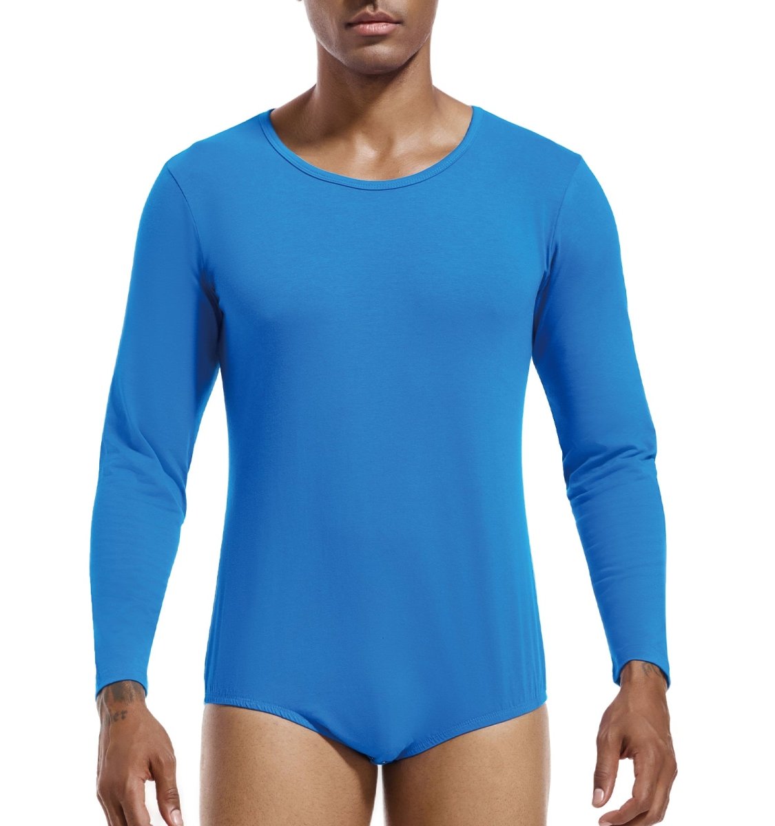 Landofgenie Long Sleeve Men Cotton Blue Bodysuit - landofgenie