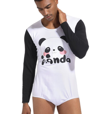 Landofgenie Long Sleeve Men Cotton Bodysuit - Panda - landofgenie