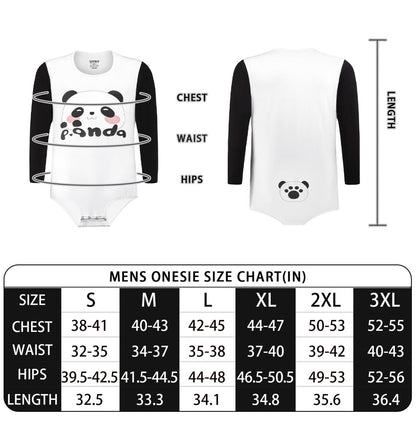 Landofgenie Long Sleeve Men Cotton Bodysuit - Panda - landofgenie