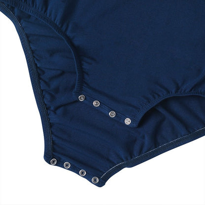 Landofgenie Long Sleeve Men Cotton Navy Bodysuit - landofgenie
