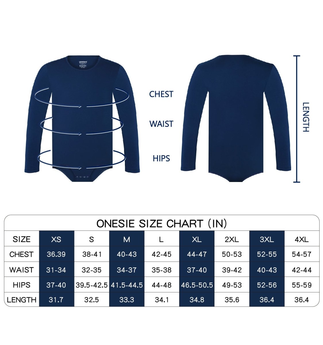 Landofgenie Long Sleeve Men Cotton Navy Bodysuit - landofgenie