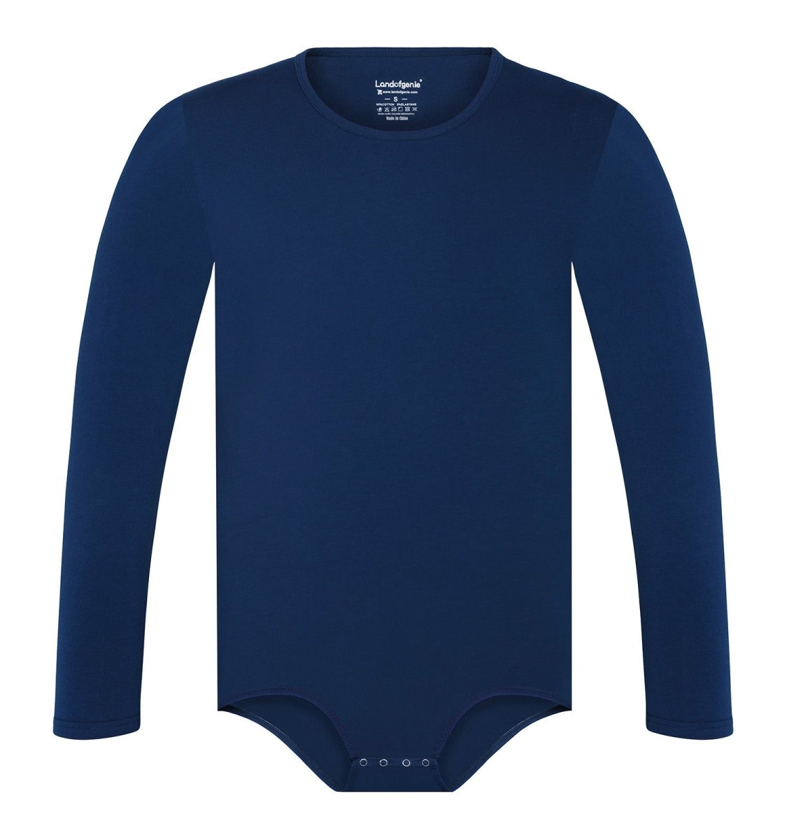Landofgenie Long Sleeve Men Cotton Navy Bodysuit - landofgenie
