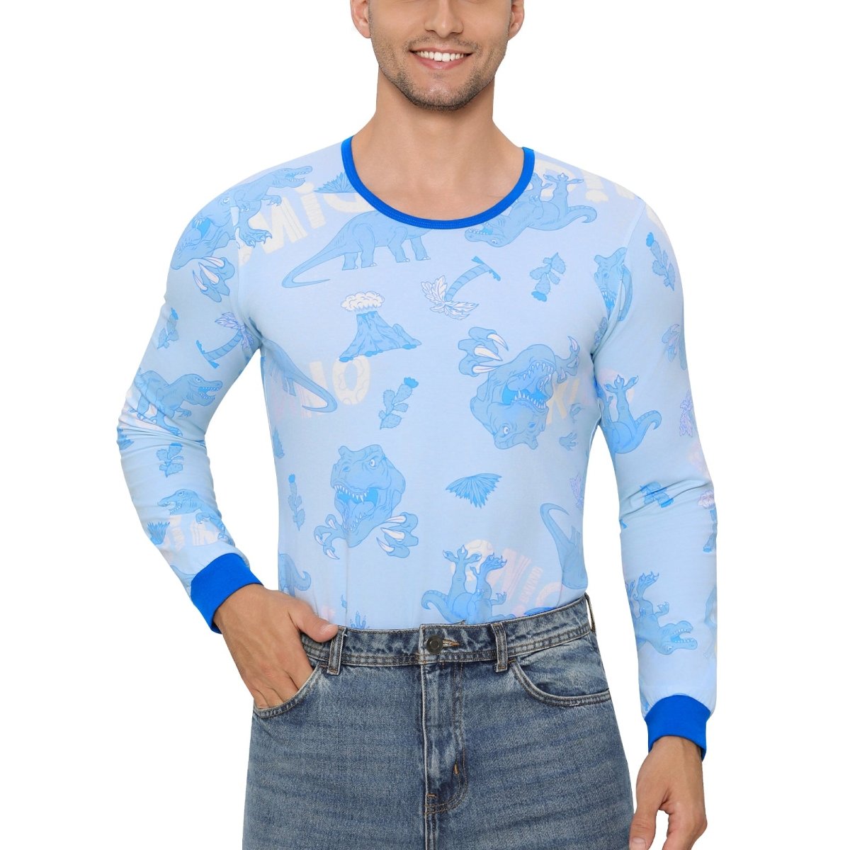 Landofgenie Long Sleeve Men Cotton Onesie - Dinosaur - landofgenie