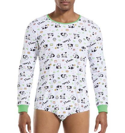 Landofgenie Long Sleeve Men Cotton Onesie- Panda - landofgenie