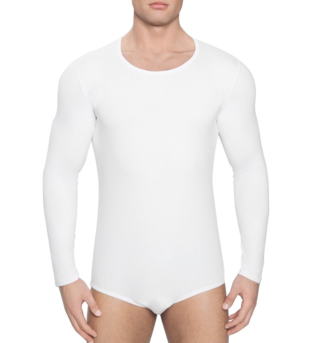 Landofgenie Long Sleeve Men Cotton White Bodysuit - landofgenie