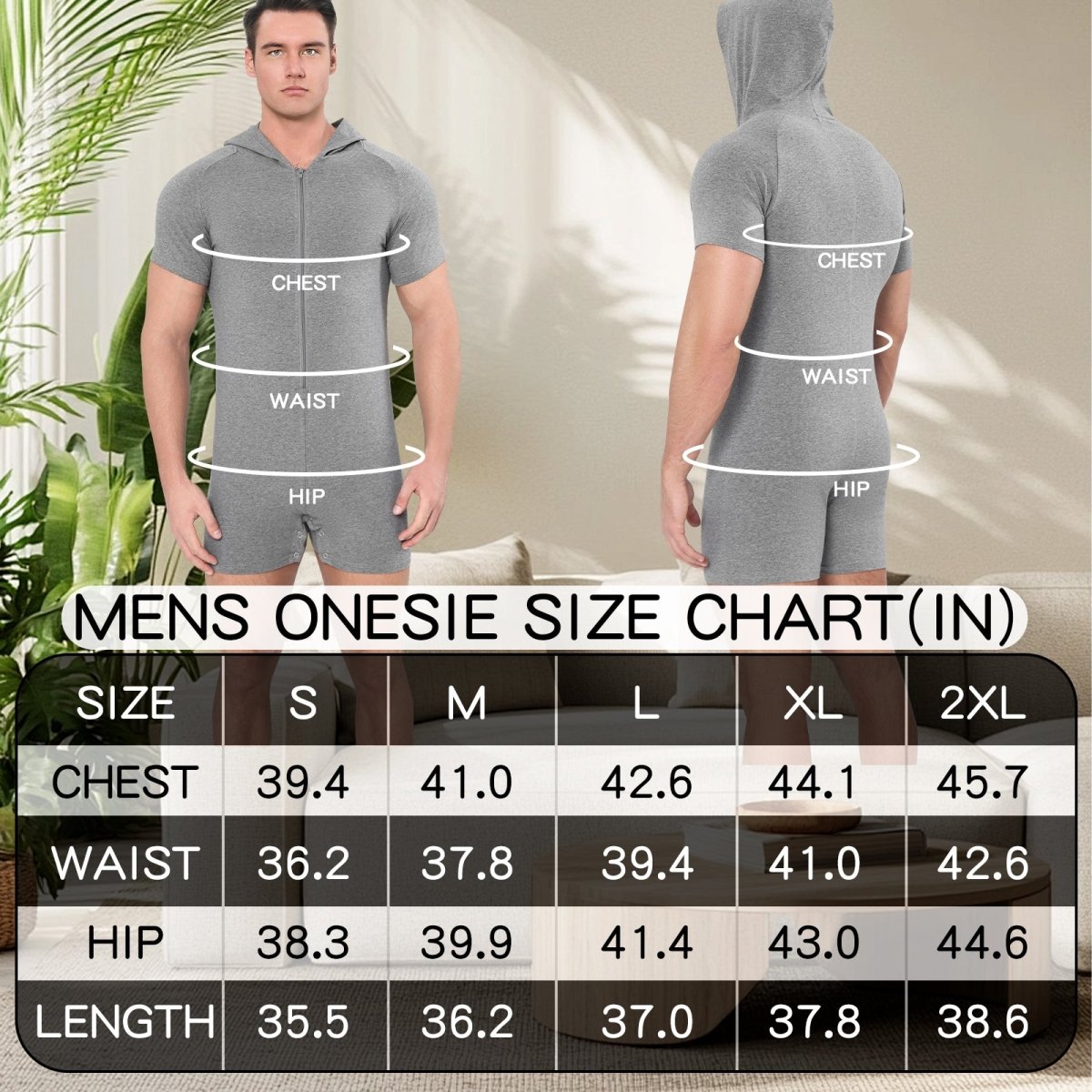 Landofgenie Men Basic Solid Hooded Onesie - Grey Color - landofgenie