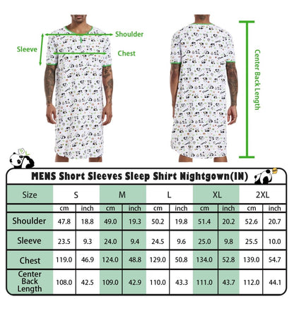 Landofgenie Men Print Cotton Nightshirt - Panda - landofgenie