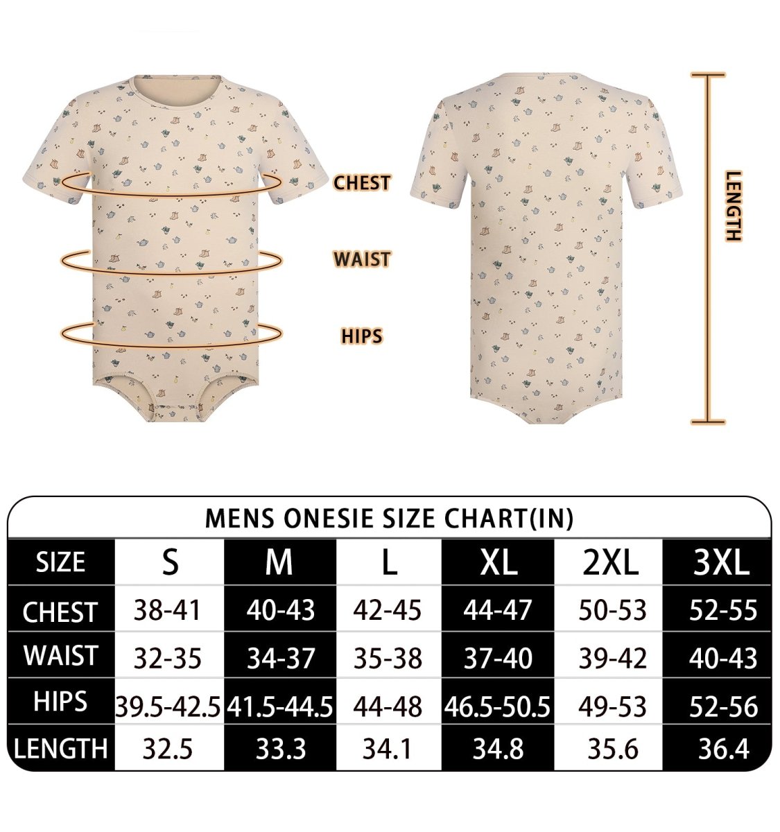 Landofgenie Men Print Onesie - Country Yards - landofgenie