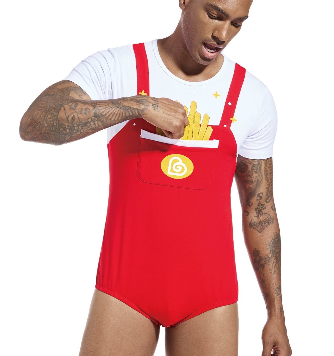 Landofgenie Men Print Onesie - French Fries - landofgenie