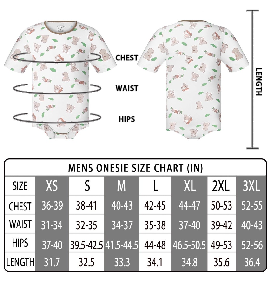 Landofgenie Men Print Onesie - Koala - landofgenie