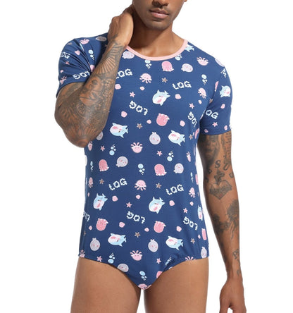 Landofgenie Men Print Onesie - Ocean - landofgenie